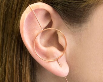 Rose Gold Circular Climber Rose Gold Ear Cuff Ear Sweeper Ear Fashion 925 Silver Ear Jackets Otis Jaxon Gift for Her Edgy Earring