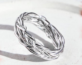 Sterling Silver Wire Ring Rings For Women Interwoven Ring Multi Band Ring Contemporary Silver Ring Twist Ring Modernist Ring Cool Gift