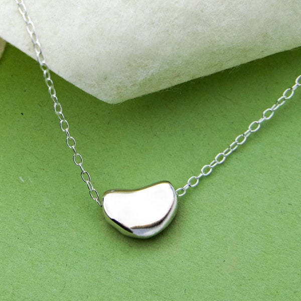 Sterling Silver Organic Bean Pendant Necklace Bridesmaids Jewellery Dainty Necklace Charm Necklace Mum Daughter Gift Anniversary Present