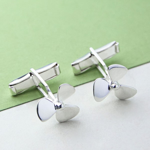 Handmade Silver Propeller Cufflinks Sterling Silver Cuff Links Shirt Cufflinks Nautical Cufflinks Groom Cufflinks From Bride