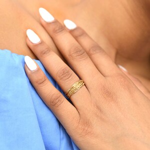 Statement Gold Wire Ring Handmade Gold Ring Cool Gift Rings For Women Sterling Silver Cool Ring Wire Wrapped Ring Boho Ring image 3