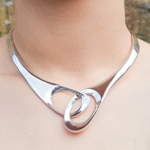 Statement Choker Necklace Sterling Silver Nature Hinged Necklace Modern Jewelry Anniversary Gift Special Occasion Jewelry