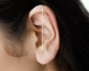 Gold Ear Climbers Minimalist Earrings Ear Cuffs Simple Earrings Contemporary Earrings Sterling Silver Earrings Over The Ear Ear Pins