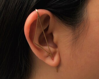 Rose Gold Triangle Ear Pin Geometric Ear Crawler Sterling Silver Earring Cartilage Ear Cuff Trendy Earring Punk Gift Cool Jewelry Teen Gift