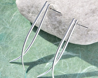 Long Drop Ear Jacket Earrings Sterling Silver Spike Earring Statement Dangle Earrings Cool Double Spike Earrings Minimalist Earrings