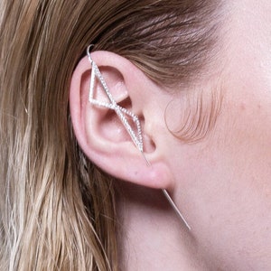Rose Gold Triangle Ear Pingeometric Ear Crawlersterling | Etsy Rose Gold Triangle Ear Pingeometric Ear Crawlersterling | Etsy