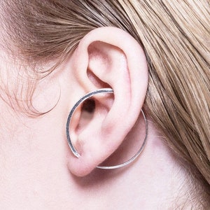 Handmade Sterling Silver Hoop Earring with Zircon Crystal Detail-Modern Gemstone Earring-Party Earring-Unique Earrings-Cool Gift