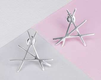 Geometric Silver Stud Earrings Sterling Silver Statement Earring 925 Silver Studs Abstract Earrings Minimalist Earrings Otis Jaxon