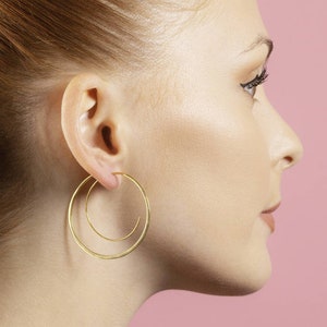 Gold Spiral Hoop Earrings Gold Hoops Boho Earrings Sterling Silver Hoop Earrings Unique Earrings Large Hoop Earrings