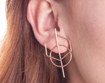 Rose Gold Hoops Vintage Earrings Otis Jackson Boho Jewelry 925 Handmade Earrings Simple Earrings Rose Gold Jewelry Birthday Gifts
