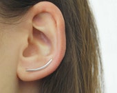 Spike Ear Climbers, Silver Earrings, Curved Earrings, Sterling Silver, Ear Cuffs, Minimal Jewelry, Ear Climbers, Silver, Earrings, Climbers