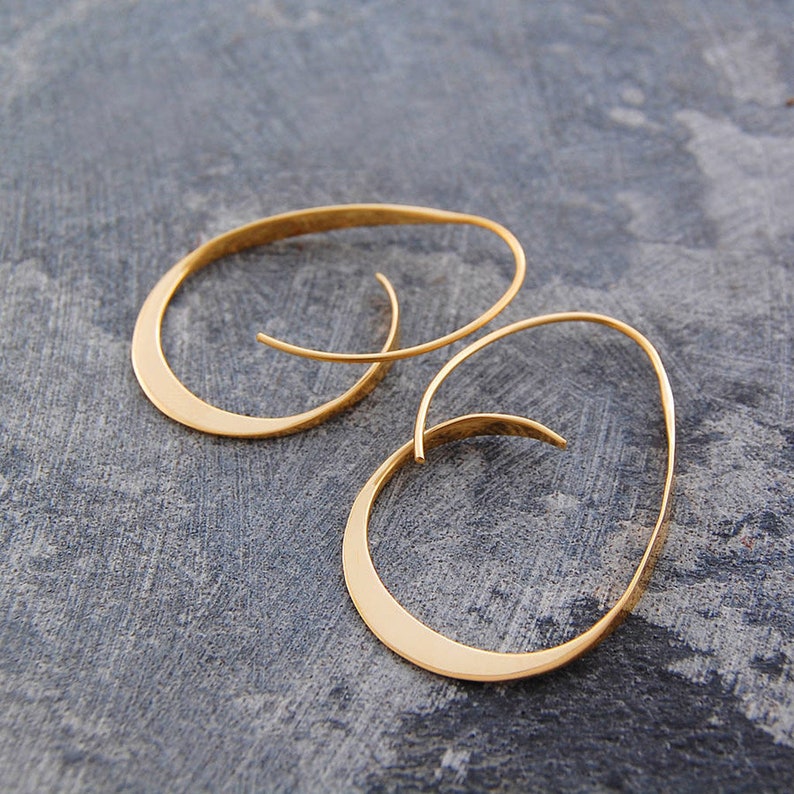 Unusual Gold Curl Hoop Earrings Sterling Silver Earrings Dangle Hoop ...