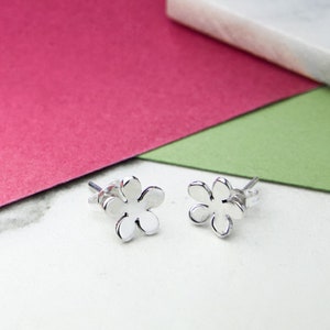 Flower Stud Earrings Rose Gold Floral Jewelry Sterling Silver Stud Earrings Gifts For Girlfriend Cute Earring image 4