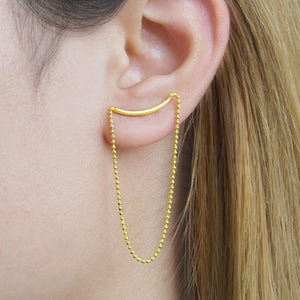 Gold Bar Chain Earrings Chain Drop Earrings Unusual Earrings Dangle Earrings image 1