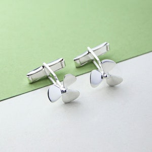 Sterling Silver Propeller Cufflinks for Groom