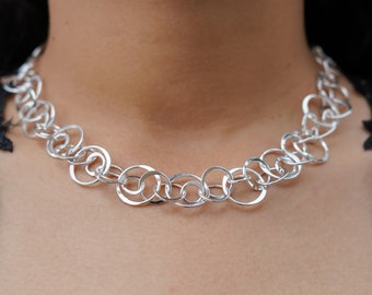 Silver Necklace Statement Necklace Sterling Silver Necklace Circle Necklace Classic Necklace Links Necklace Silver Rings Necklace