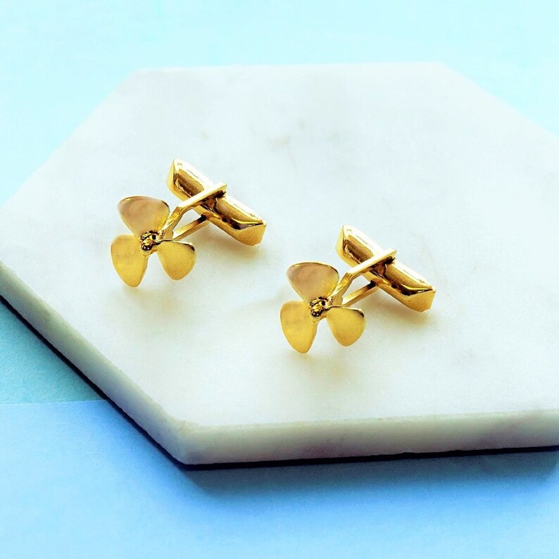 Gold Groomsman Propeller Cufflinks