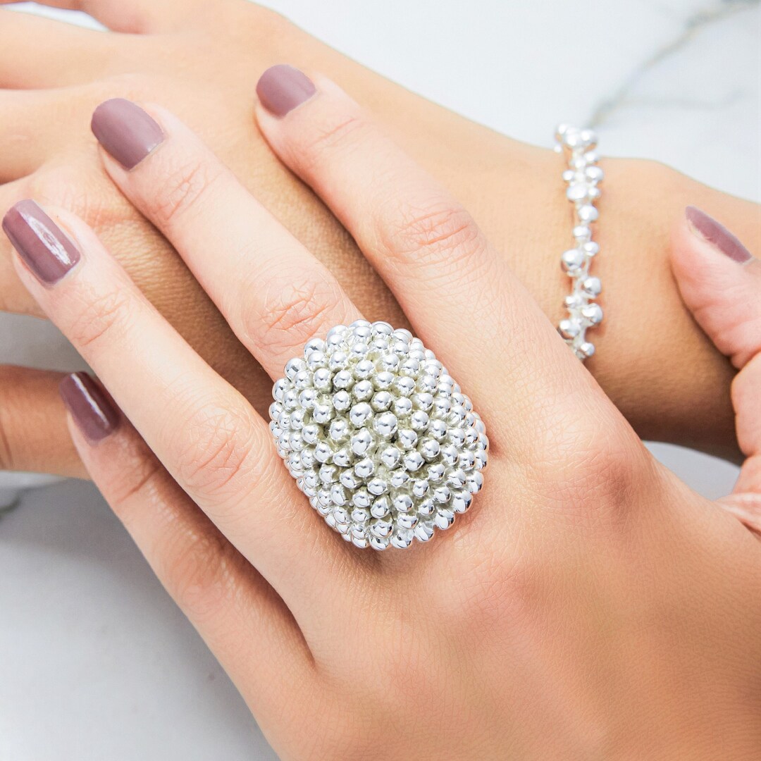 Sterling silver bubble ring deals