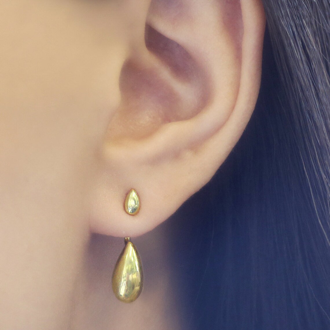 Gold Ear Jackets Modern Gold Earrings Gold Drop Earrings Etsy