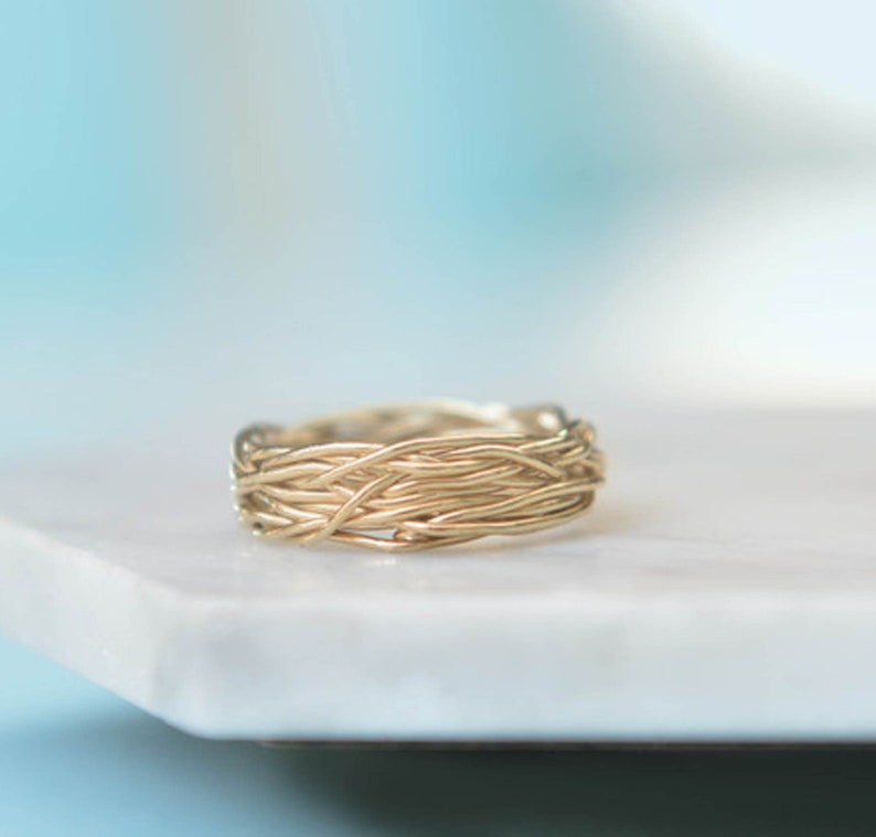 Statement Gold Wire Ring Handmade Gold Ring Cool Gift Rings For Women Sterling Silver Cool Ring Wire Wrapped Ring Boho Ring 18K Yellow Gold