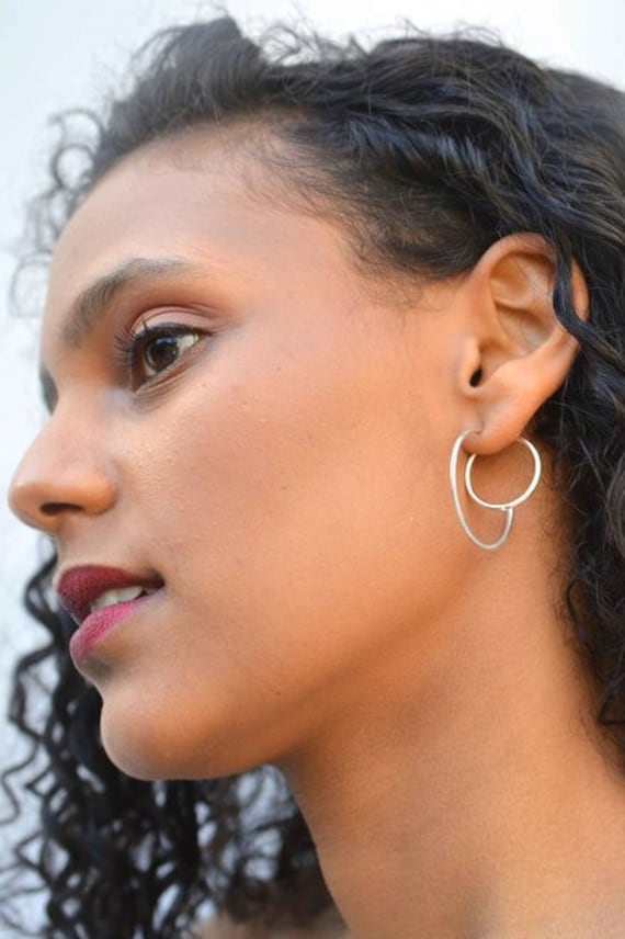 Interlocking double hoop sale earrings
