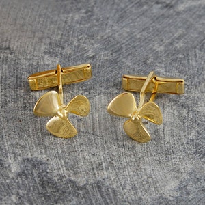 18kt Gold Sterling Silver Propeller Cufflinks for Men