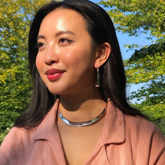 Sterling Silver Choker Silver Necklace Simple Choker Torque