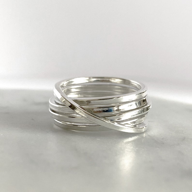 Overlapping Sterling Silver Wire Ring Silver Ring Square Wire Rings Sterling Silver Wrapped Ring Chunky Ring Statement Ring Sterling Silver