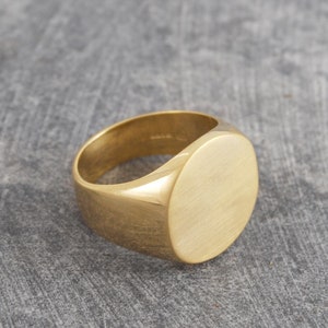 Yellow Gold Sterling Silver Round Signet Ring for Men and Women