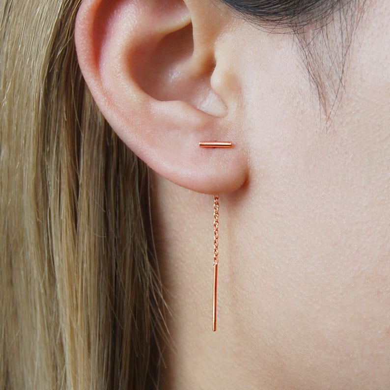 Gold Threader Earrings Gold Drop Earring Gold Chain Earring Etsy UK