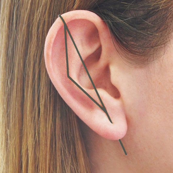 Designer Brass Ear-Cuffs with Aqua Tinted Small Jhumka – ShopBollyWear.Com
