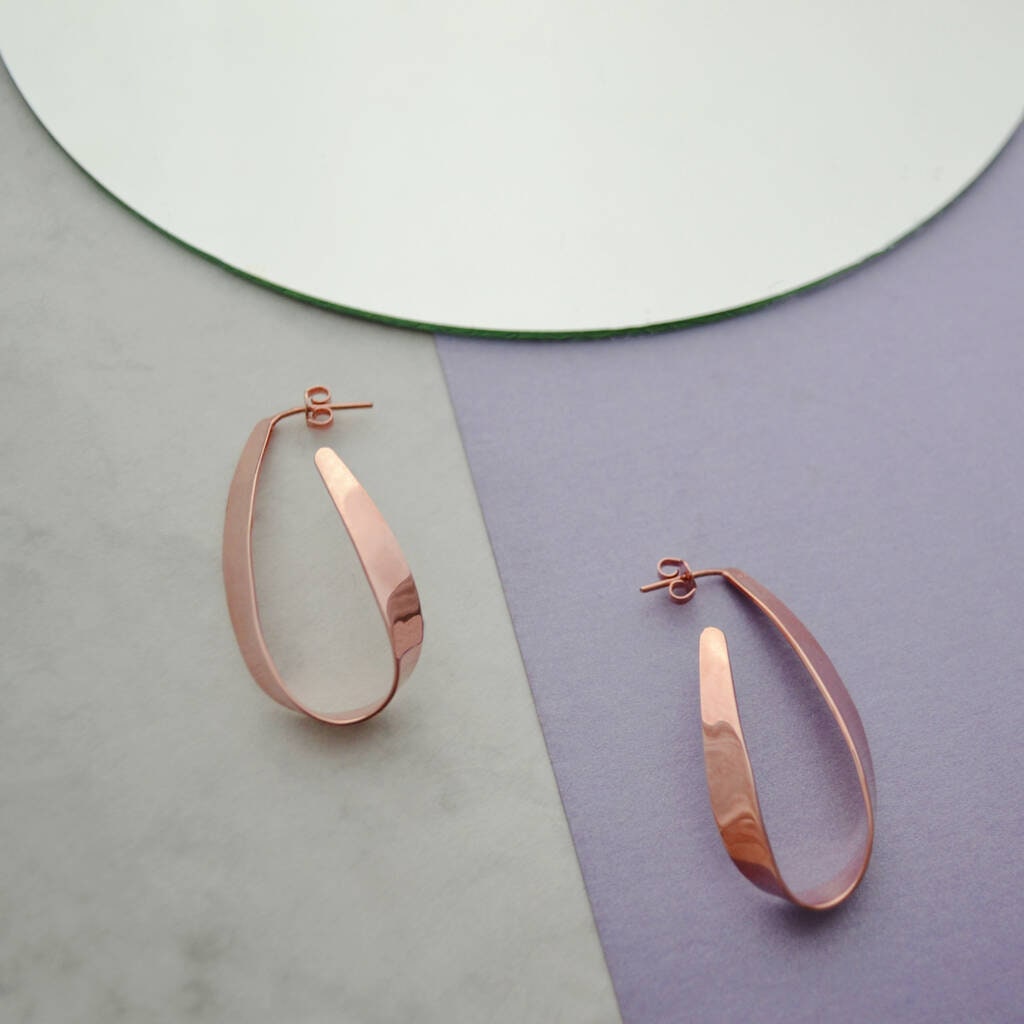 Unique Drop EarringsRose Gold Hoop EarringsPink Gold Etsy