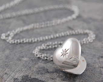 Sterling Silver Heart Locket Necklace Memory Lockets Wedding Gift Bridesmaids Gift Bridesmaids Necklace