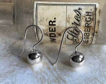 Drop Ball Earrings Sterling Silver Hook Earrings Classic Earrings Handmade Earrings Simple Drop Earrings Silver Ball Earrings