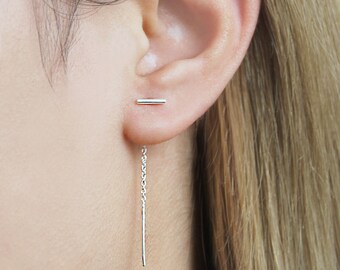Silver Threader Earrings, Long Threader Earrings, Drop Earring, Sterling Silver Chain, Chain Earrings, Long Drop Earring, 925 Silver Earring