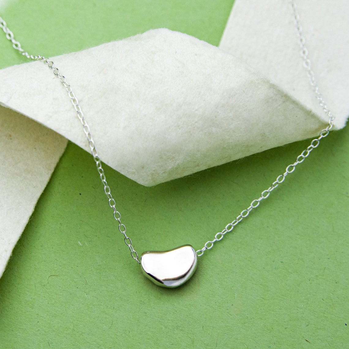 Sterling Silver Organic Bean Pendant Necklace Bridesmaids Etsy UK