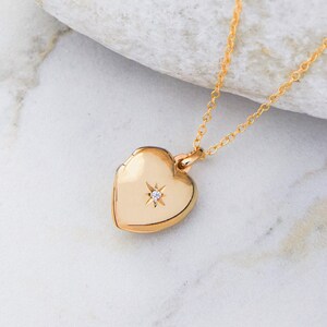 Gold Heart Locket Necklace with Photo Memory Locket Dainty Locket Necklace with Photo Sterling Silver Gold Locket Pendant Yellow Gold Chain