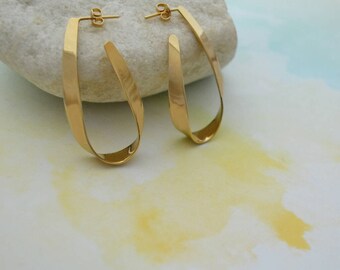 Gold Hoop Earrings Statement Gold Earrings Gold Teardrop Hoop Earrings Large Gold Hoops Modern Gold Earrings Drop Hoop Earrings Gift For Her