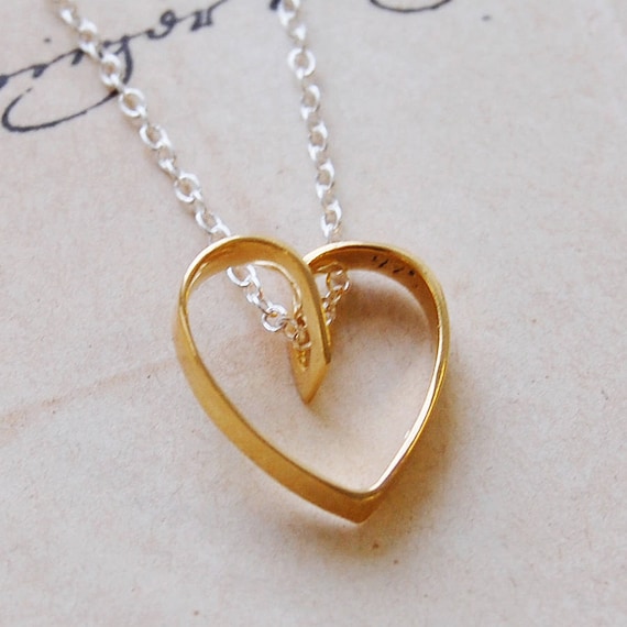 Heart Shaped Necklace Gold Heart Pendant Sterling Silver