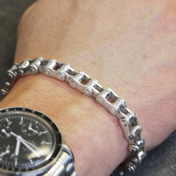 Men s Silver Bracelet Bike Chain Bracelet Links Bracelet 925