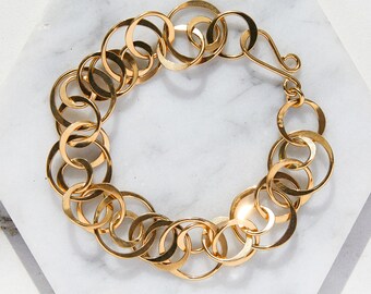 Sierlijke gouden armband Dubbele kettingarmband Ringarmbandketting Grote schakelarmband Ringarmbandketting