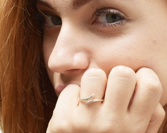 Curl Overlapping Sterling Silver Ring Sterling Silver Snake Ring Simple Ring Everyday Ring Unusual Rings