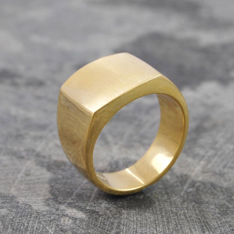 Gold Chunky Signet Ring Sterling Silver