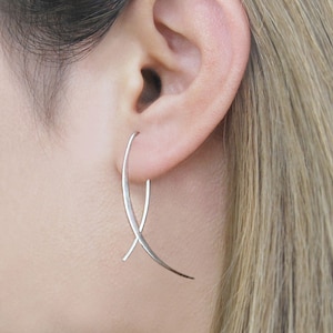 Sterling Silver Drop Earrings Modern Drop Earring Unusual Earrings Modern Earrings Minimal Earring Silver Wishbone Earrings