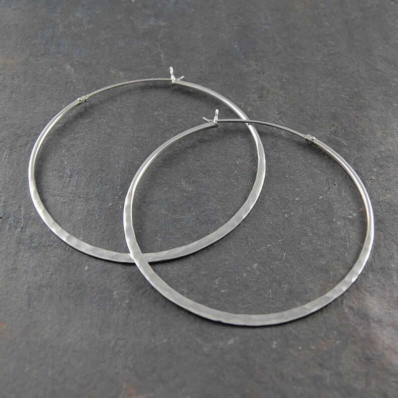 Sterling Silver Hammered Hoop Earrings