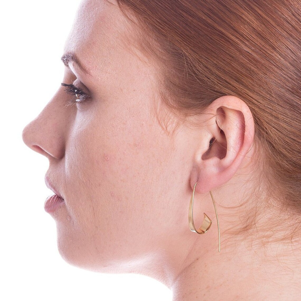 Rose Gold Drop Hoop Earringsstatement Earringslong Drop Etsy UK