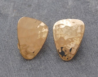 Gouden clip op oorbellen Sterling zilveren clip oorbellen Clip-on oorbellen voor vrouwen Teardrop oorbellen Gouden clip oorbellen Handgemaakte oorbellen