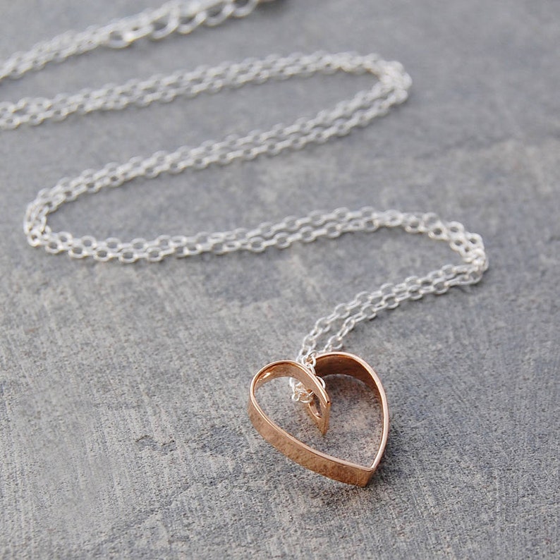 Handmade Lace Heart Necklace Dainty Heart Necklace Rose Gold Pendant Heart Rose Gold Necklace Mothers Day Gift Sterling Silver Necklace Necklace Only