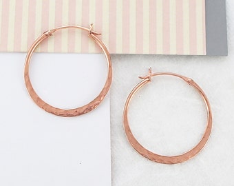 Hammered Hoop Earrings Rose Gold Hoop Earrings Organic Hoops Small Hoop Earring Sterling Silver Hoop Earrings