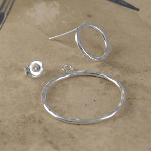 Sterling Silver Ear Jackets Double Circle Two Way Earrings Round Circle Earrings Sterling Silver Earrings Double Earrings 925 Stud Earrings image 5